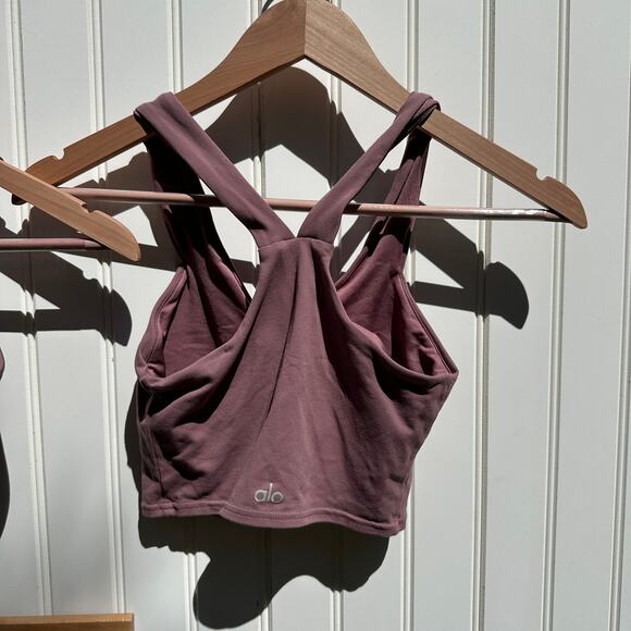 Alo Yoga Woodrose Airlift 7/8 Leggings Intrigue Wild Thing Real Bra Tank XS Set - Picture 15 of 16